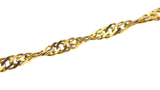 10K Yellow Gold Rope Link Chain Bracelet 7 in x 2 mm AU269