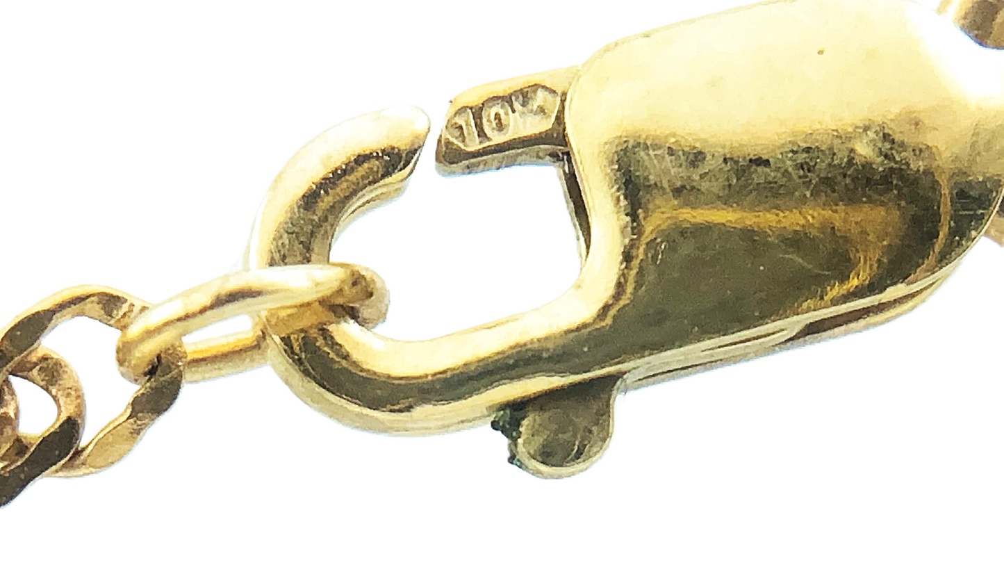 10K Yellow Gold Rope Link Chain Bracelet 7 in x 2 mm AU269