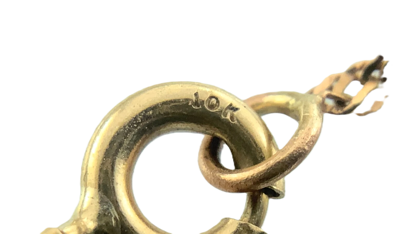 10K Yellow Gold Rope Link Chain Bracelet #1 Mom Three Hearts 7 in x 1 mm AU270