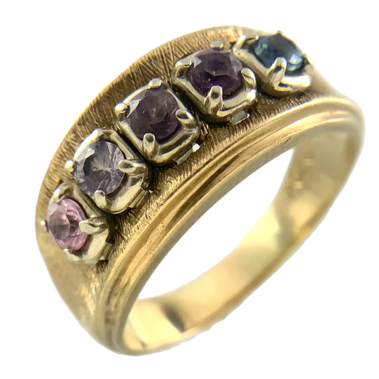 10K Yellow Gold Ring 5 Birthstone Multicolor Gemstone Band Size: 7 AU274
