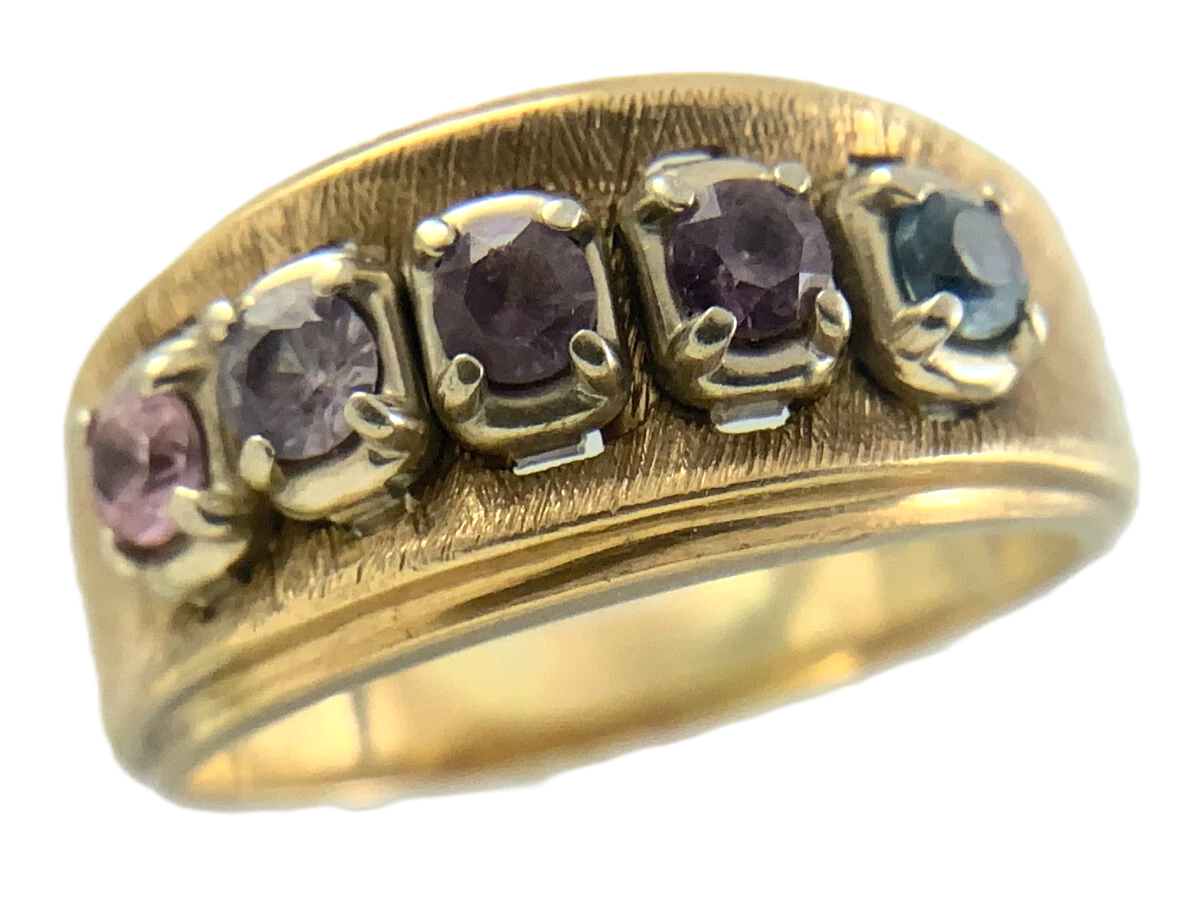 10K Yellow Gold Ring 5 Birthstone Multicolor Gemstone Band Size: 7 AU274