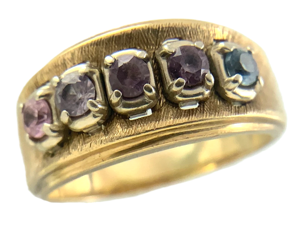 10K Yellow Gold Ring 5 Birthstone Multicolor Gemstone Band Size: 7 AU274