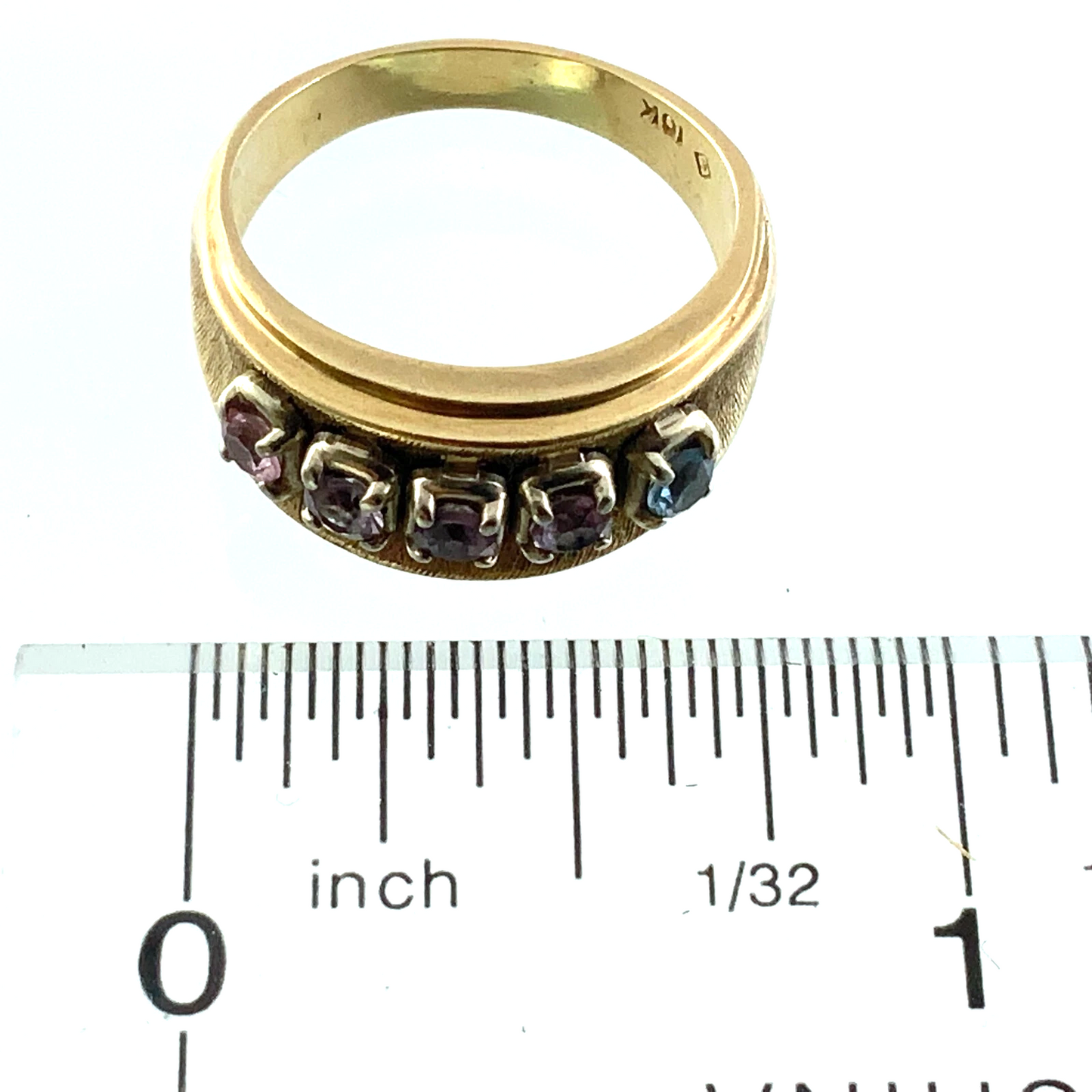 10K Yellow Gold Ring 5 Birthstone Multicolor Gemstone Band Size: 7 AU274