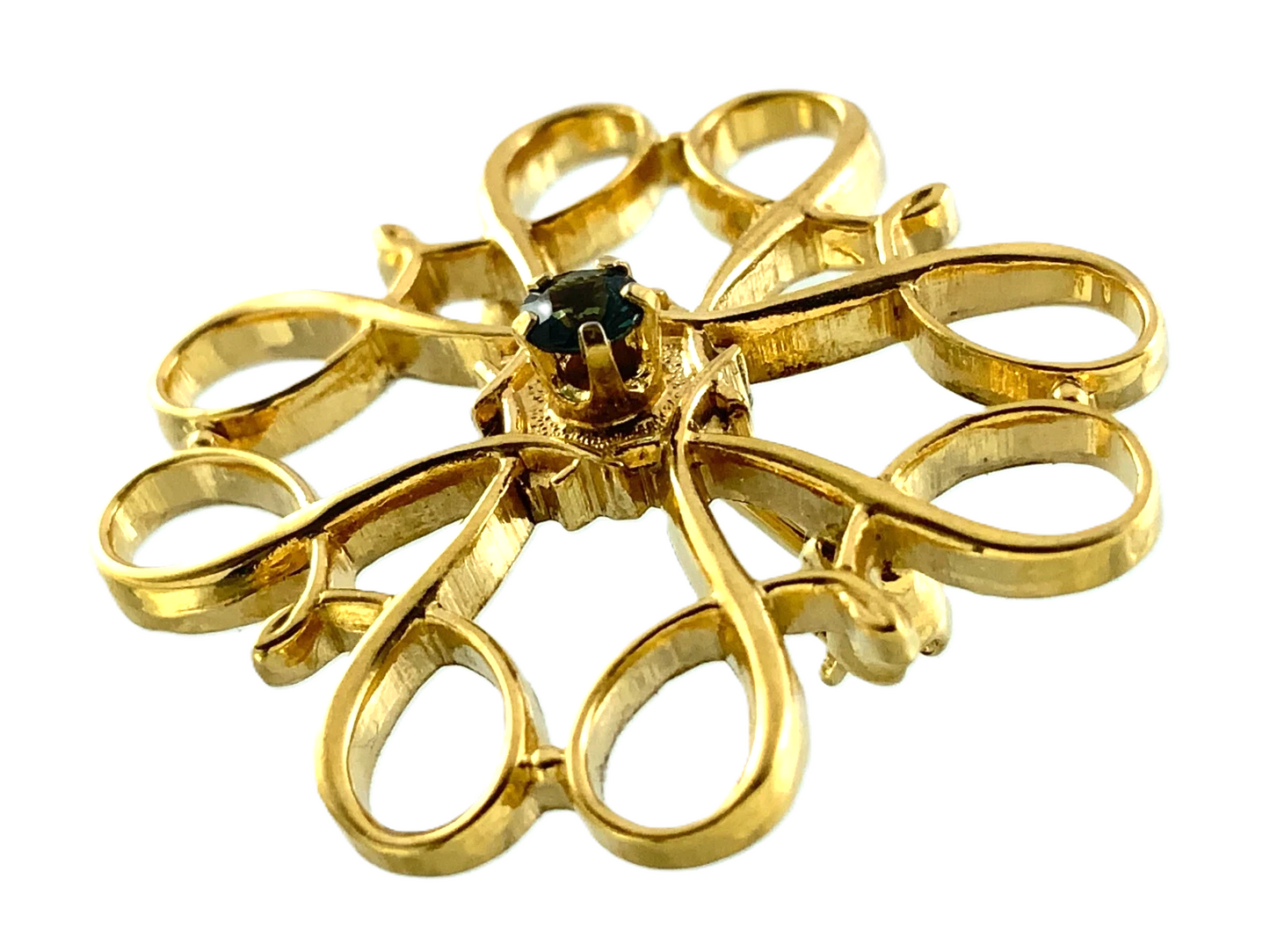 9K Yellow Gold Love Knot Filigree Elegant Brooch AU276