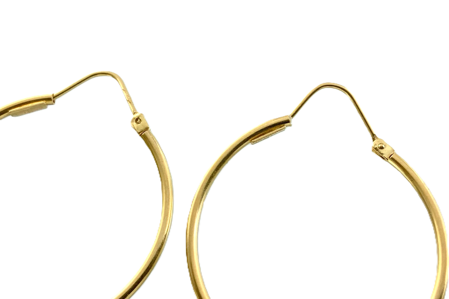 18K Yellow Gold Simple Elegant Hoop Earrings 1in AU280