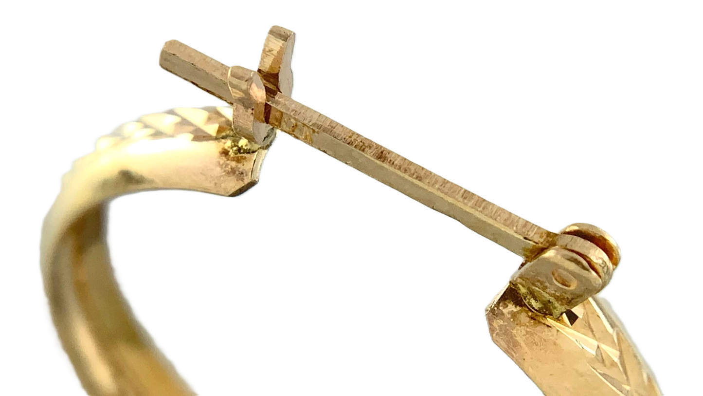 10K Yellow Gold Simple Elegant Hoop Earrings Hinge Back 0.75in AU281