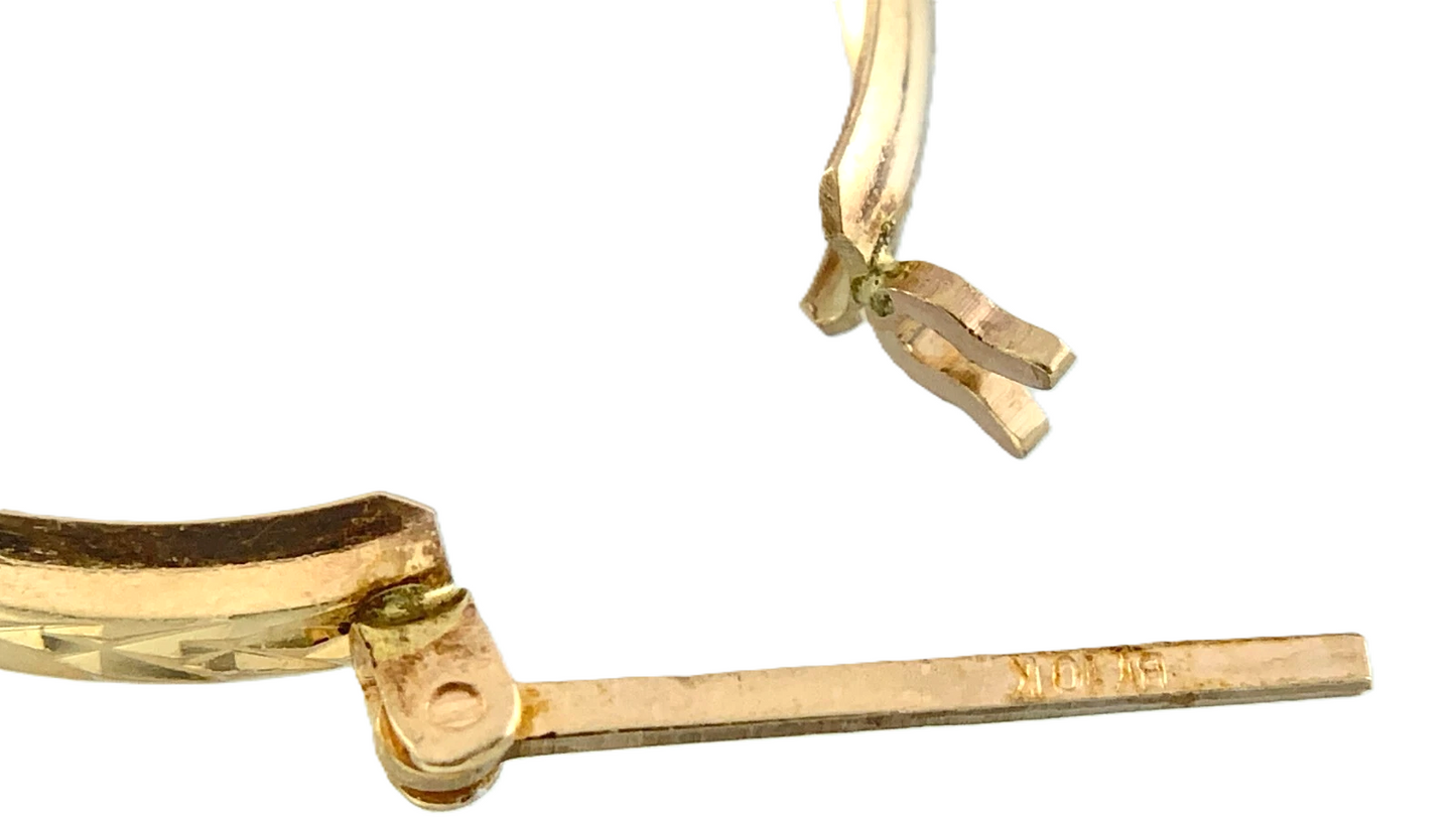 10K Yellow Gold Simple Elegant Hoop Earrings Hinge Back 0.75in AU281