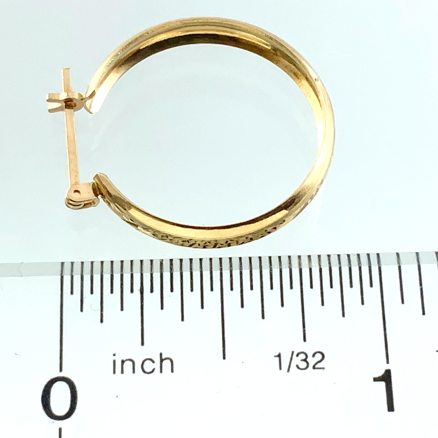 10K Yellow Gold Simple Elegant Hoop Earrings Hinge Back 0.75in AU281