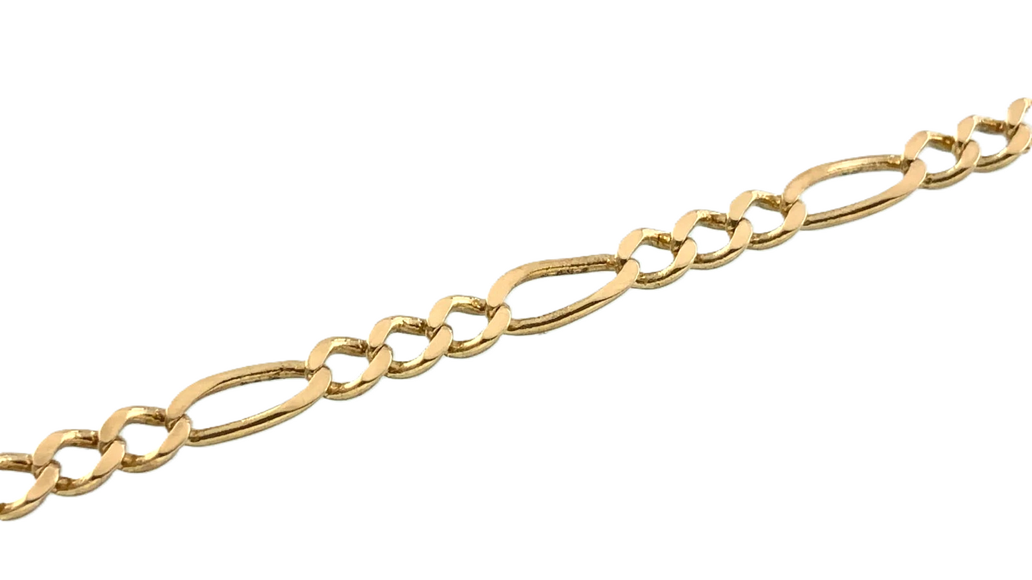 10K Yellow Gold Classic Figaro Link Chain Necklace 23.5 in x 2 mm AU283
