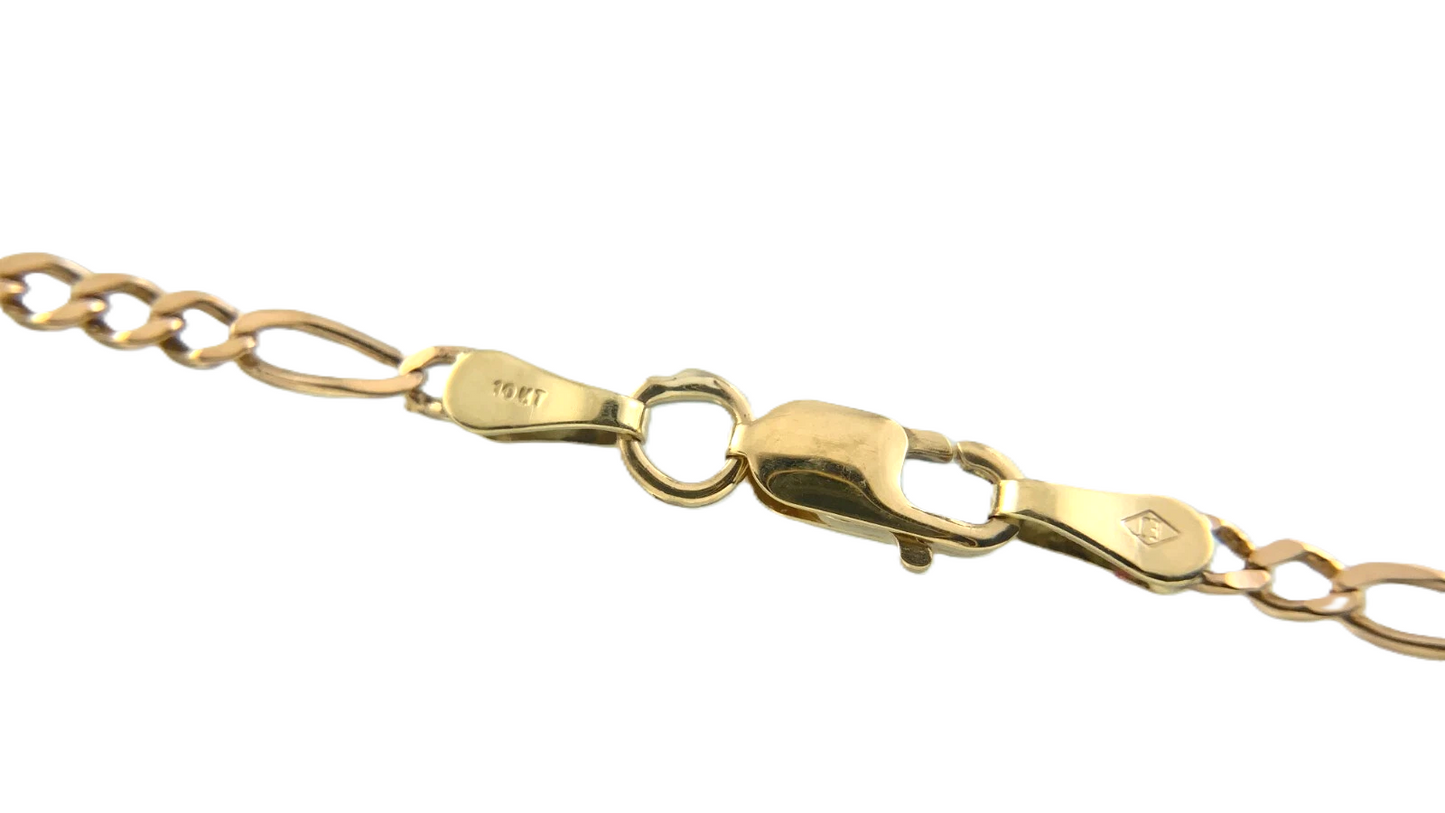 10K Yellow Gold Classic Figaro Link Chain Necklace 23.5 in x 2 mm AU283