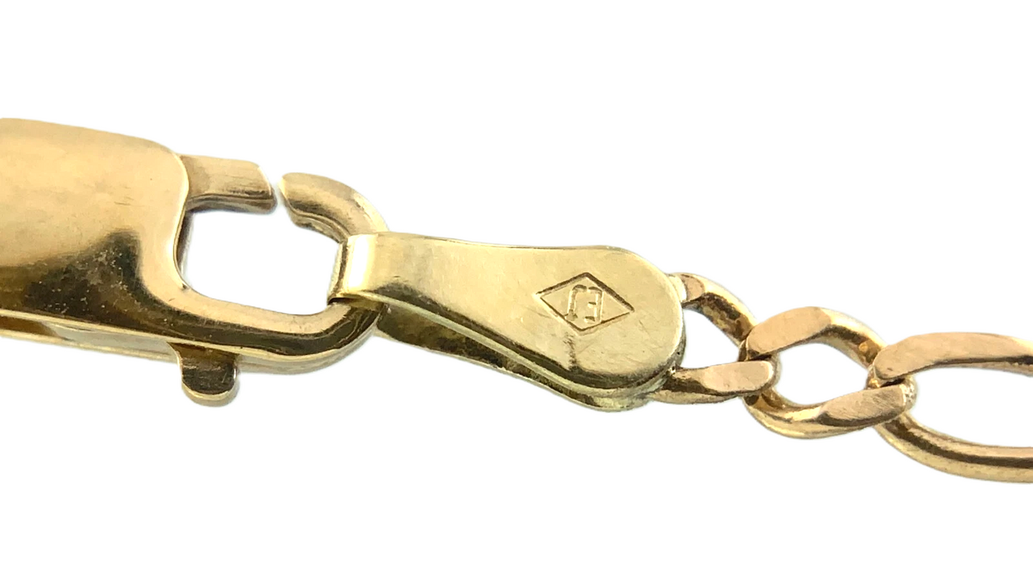 10K Yellow Gold Classic Figaro Link Chain Necklace 23.5 in x 2 mm AU283