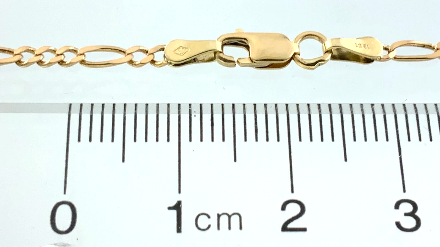 10K Yellow Gold Classic Figaro Link Chain Necklace 23.5 in x 2 mm AU283