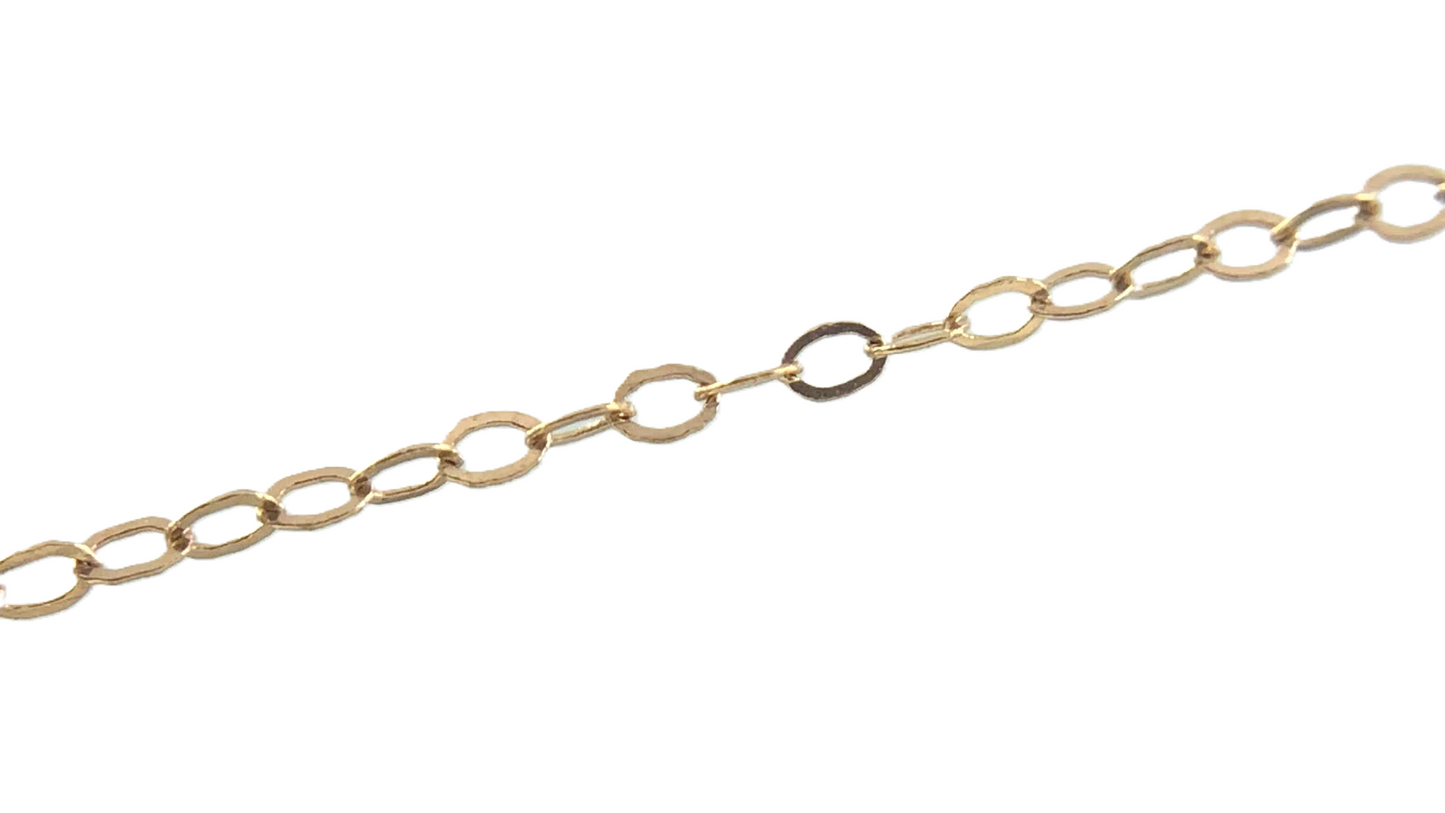 10K Yellow Gold Flat Cable Link Chain Necklace 15.75 in x 1 mm AU284