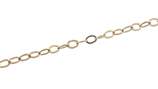 10K Yellow Gold Flat Cable Link Chain Necklace 15.75 in x 1 mm AU284