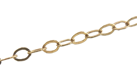 10K Yellow Gold Flat Cable Link Chain Necklace 15.75 in x 1 mm AU284