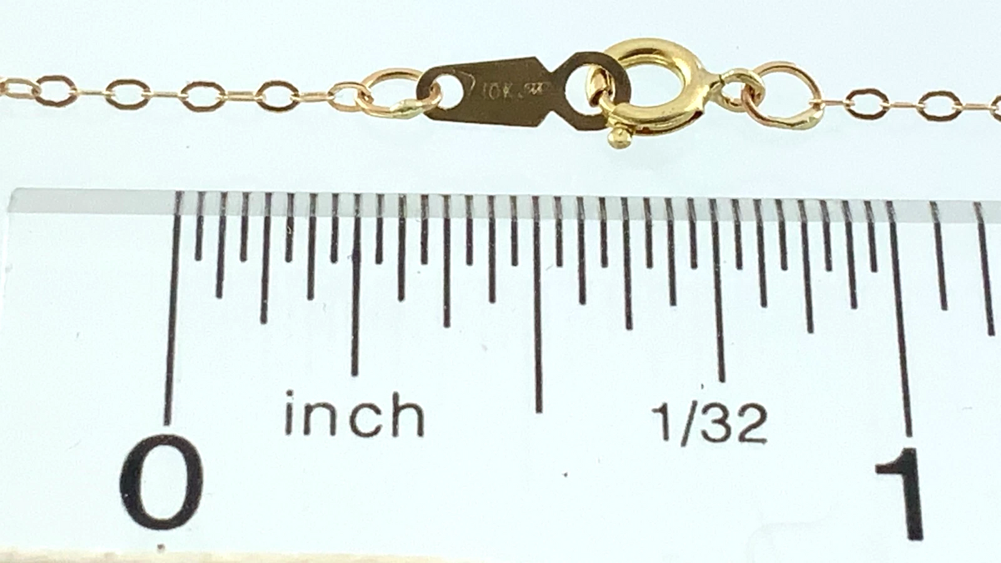 10K Yellow Gold Flat Cable Link Chain Necklace 15.75 in x 1 mm AU284