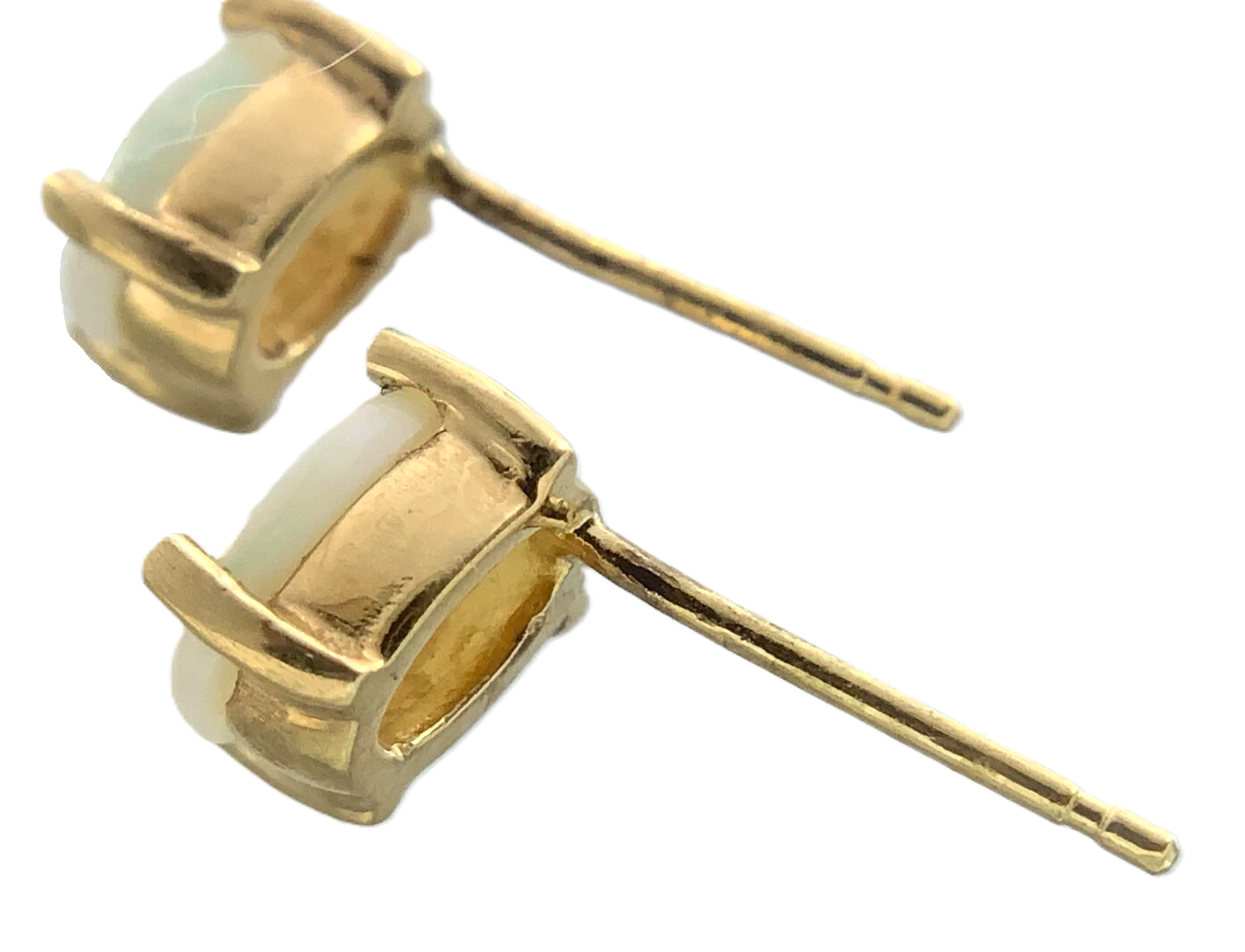 14K Yellow Gold Opal Earrings Classic Elegant Butterfly Back AU290