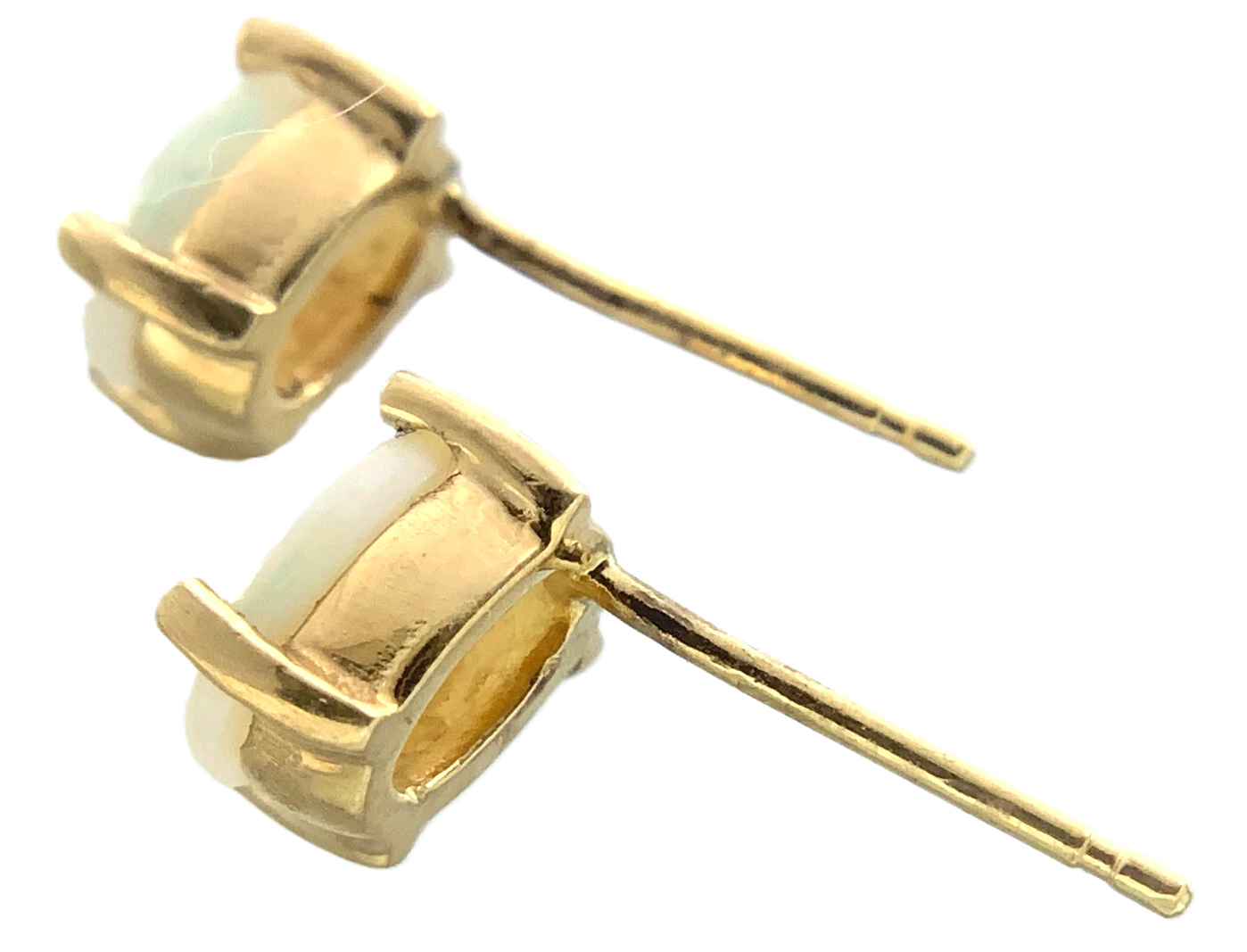 14K Yellow Gold Opal Earrings Classic Elegant Butterfly Back AU290