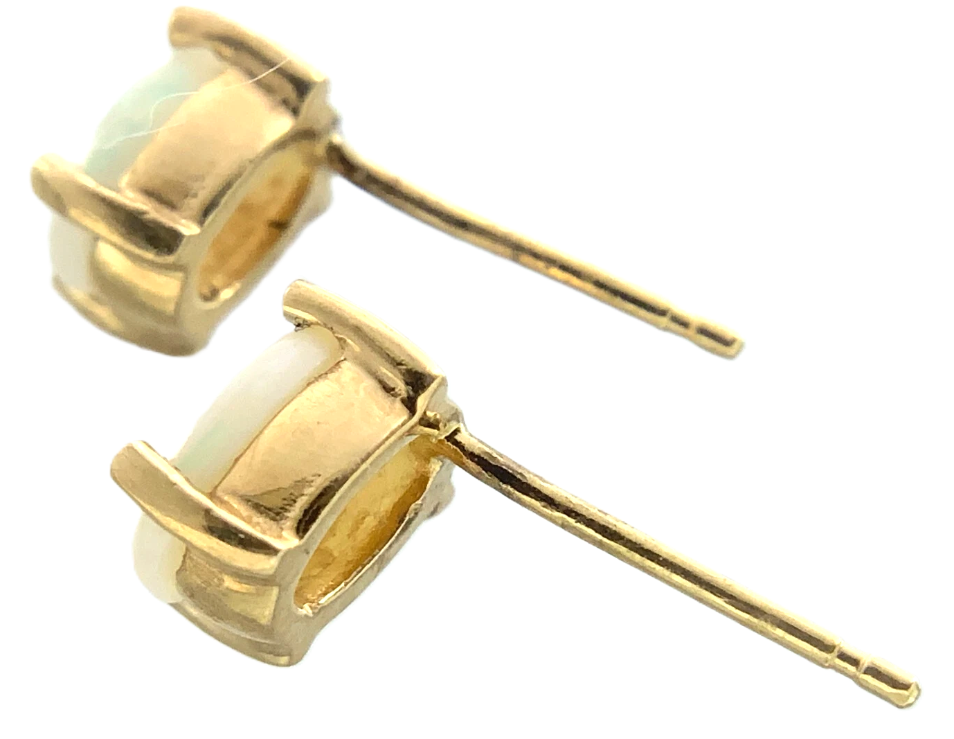 14K Yellow Gold Opal Earrings Classic Elegant Butterfly Back AU290