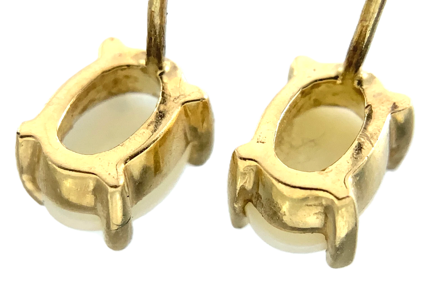 14K Yellow Gold Opal Earrings Classic Elegant Butterfly Back AU290