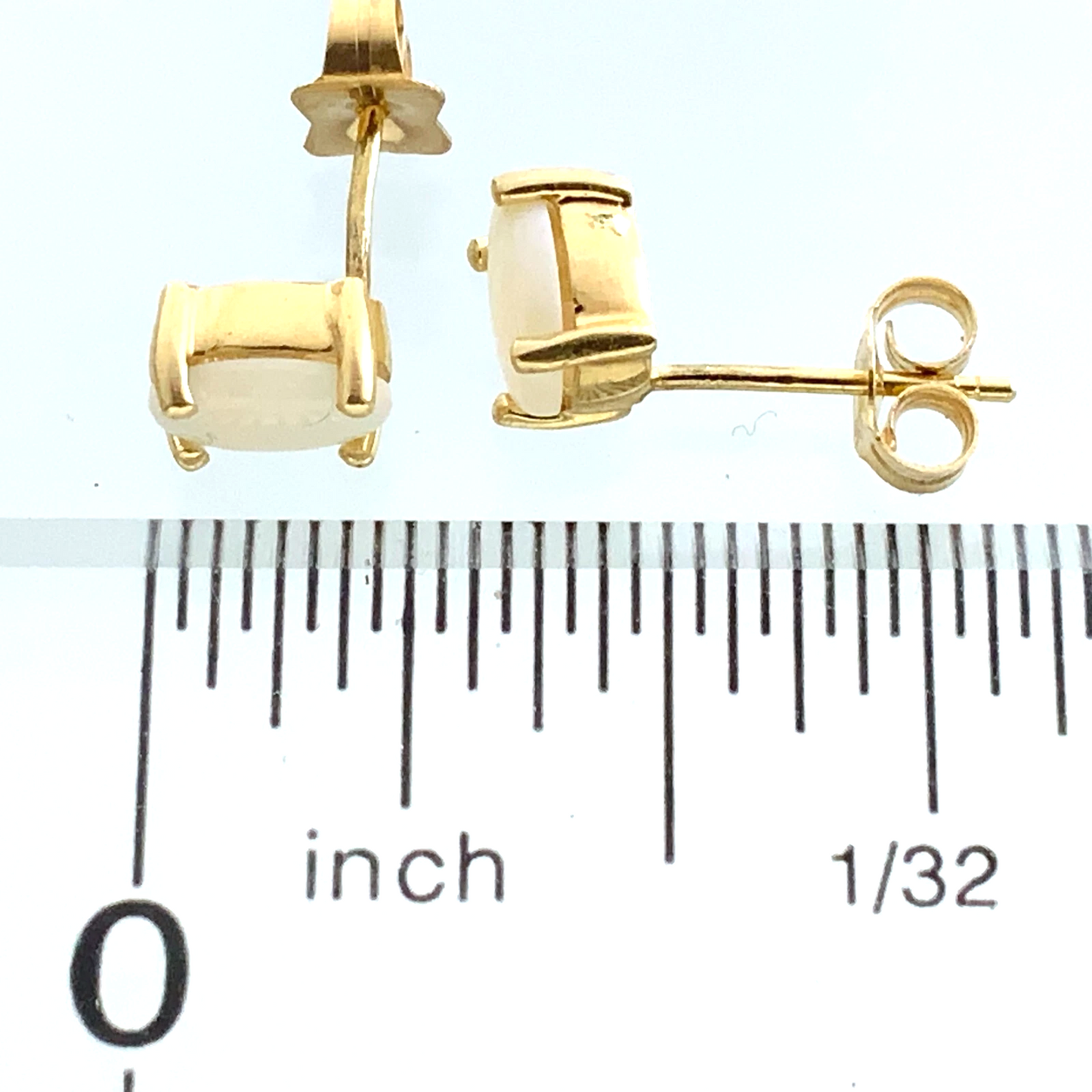 14K Yellow Gold Opal Earrings Classic Elegant Butterfly Back AU290