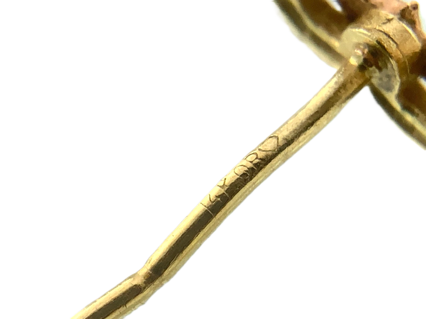 14K Yellow Gold Heart Stud Earrings Classic Elegant Double Heart AU299