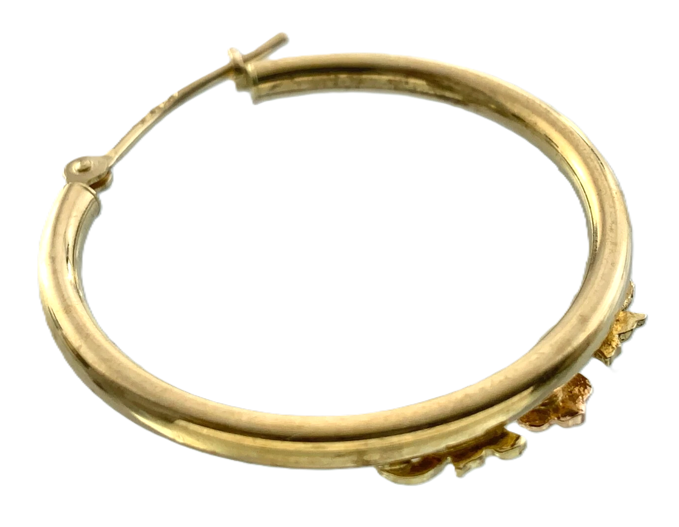 10K Yellow Gold Hoop Earrings With Elegant Floral Decor AU300