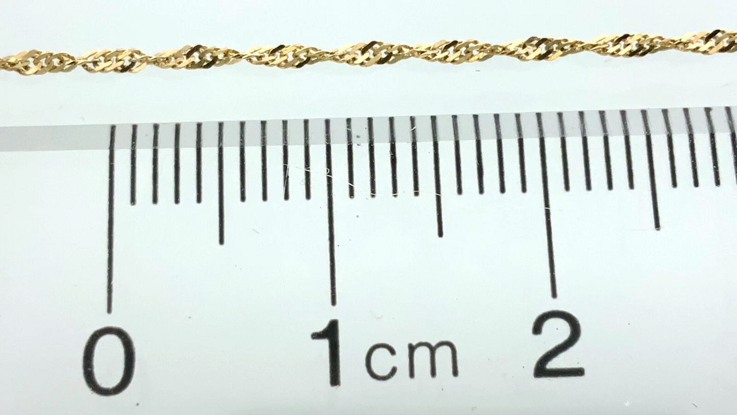 10K Yellow Gold Singapore Link Chain Necklace 15.75 in x 1 mm AU304