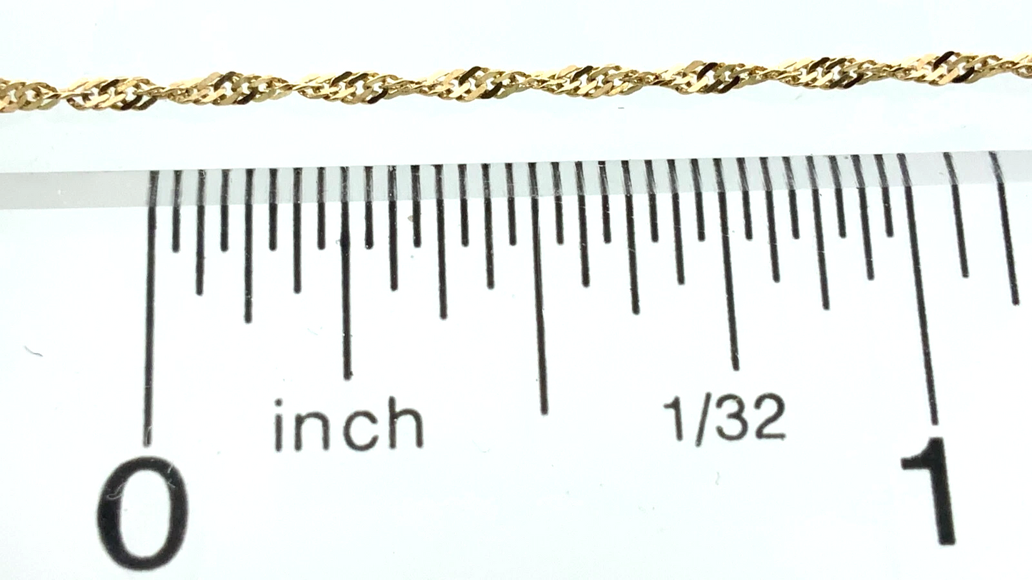 10K Yellow Gold Singapore Link Chain Necklace 15.75 in x 1 mm AU304
