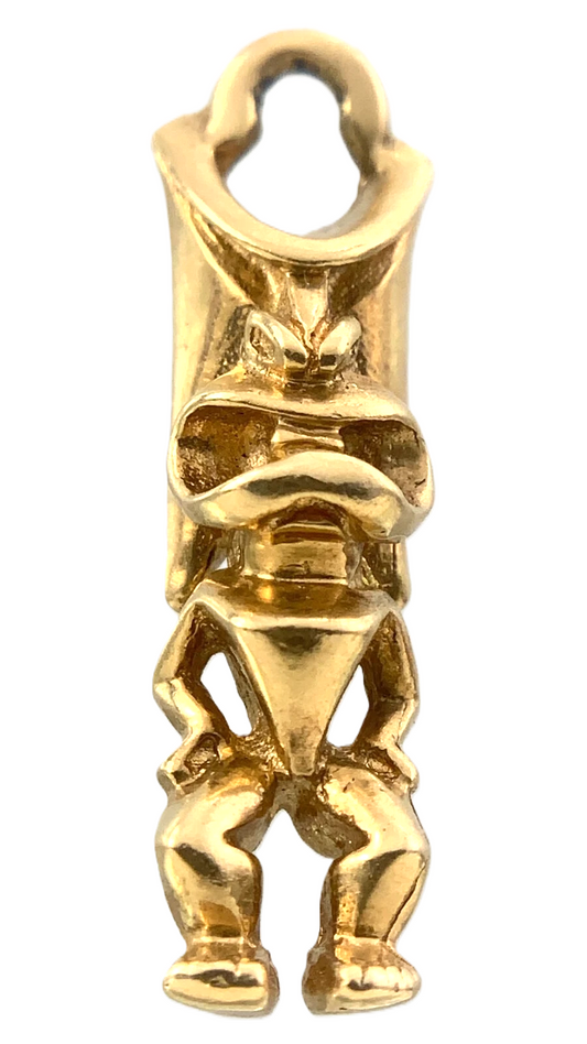 14K Yellow Gold Hawaiian Tiki God Pendant 3.5 grams AU307