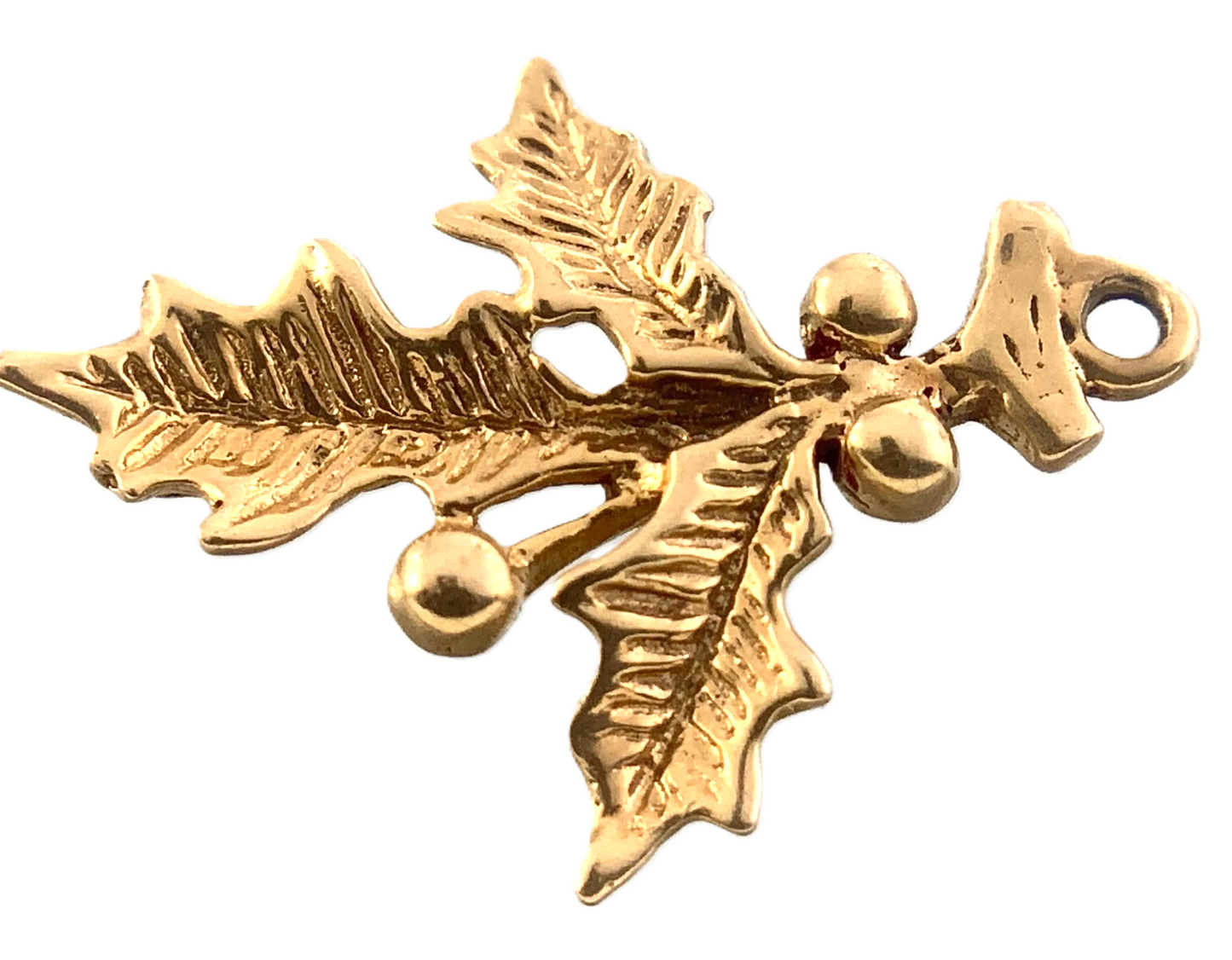 14K Yellow Gold Mistletoe Charm Christmas Pendant 0.8 grams AU309