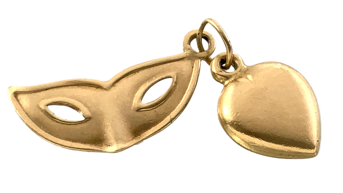 10K Yellow Gold Mask Charm Masquerade Pendant 0.6 grams AU311