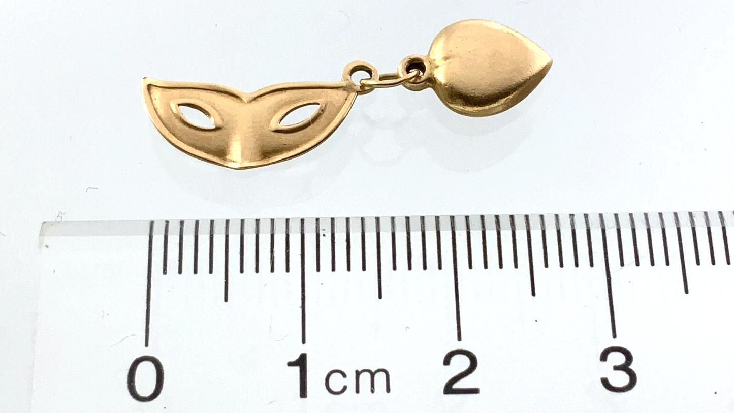 10K Yellow Gold Mask Charm Masquerade Pendant 0.6 grams AU311