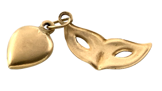 10K Yellow Gold Mask Charm Masquerade Pendant 0.6 grams AU311