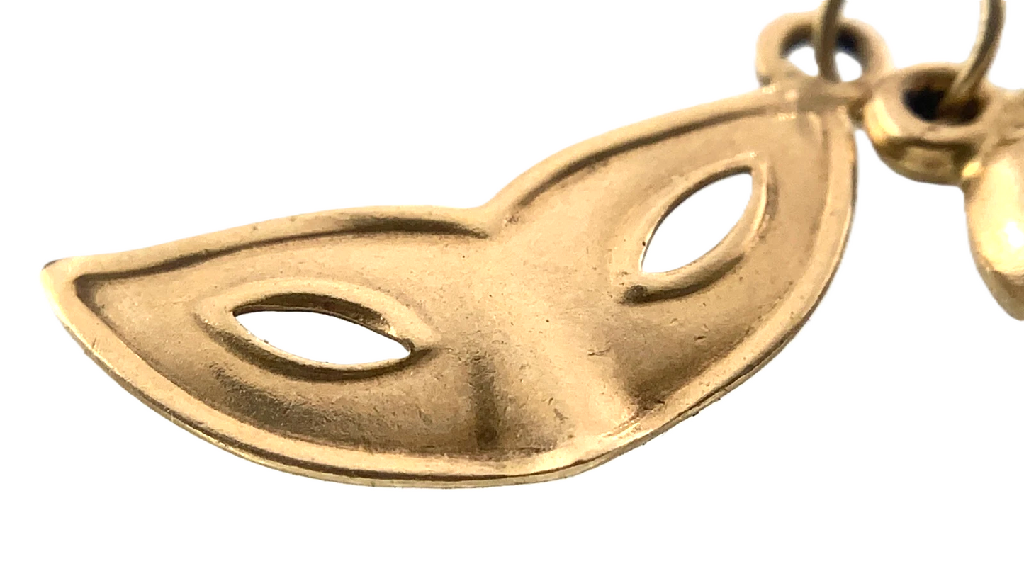 10K Yellow Gold Mask Charm Masquerade Pendant 0.6 grams AU311