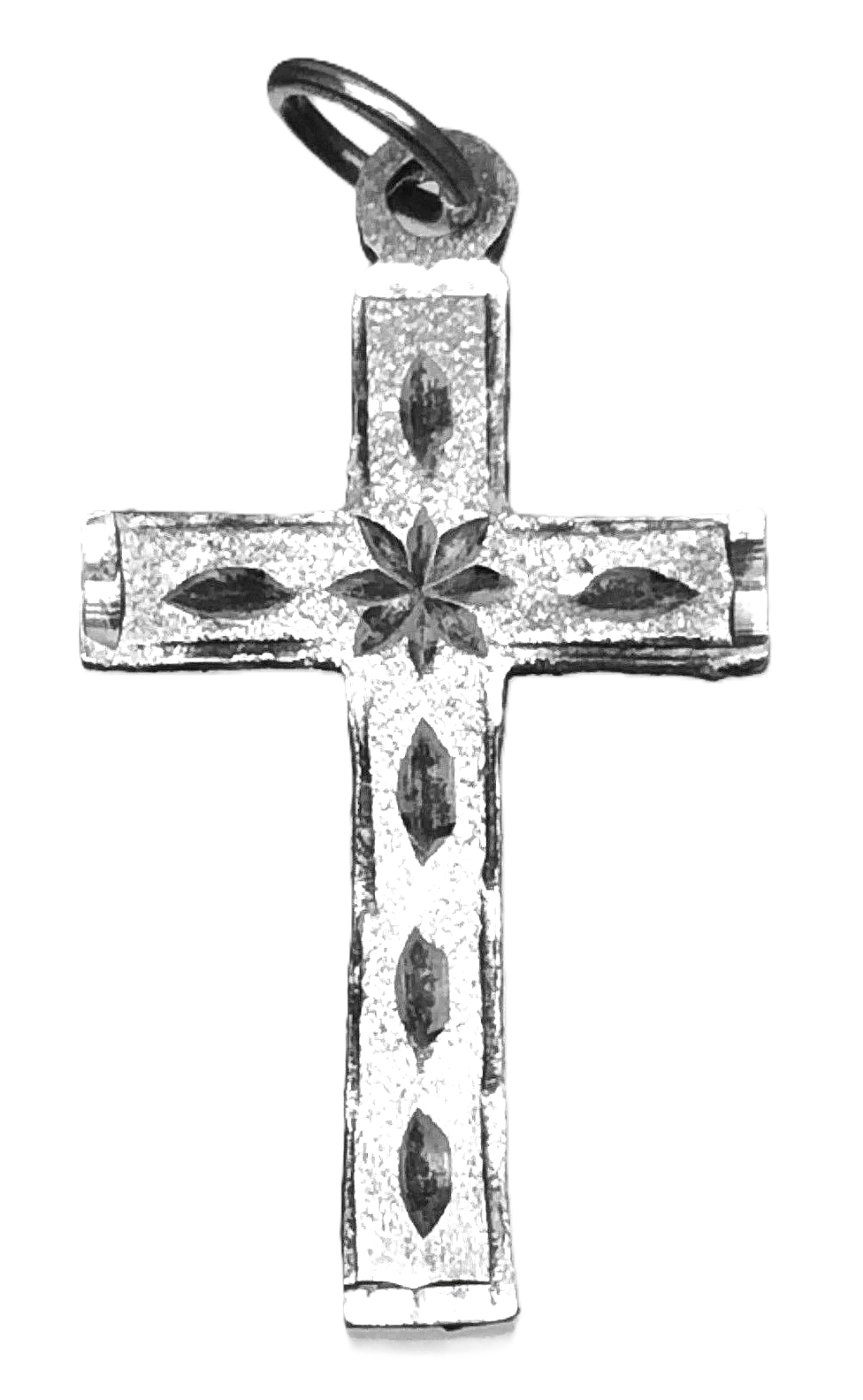 Christian Jesus Cross Catholic Etching 4.8 Grams 925 Silver Pendant B649