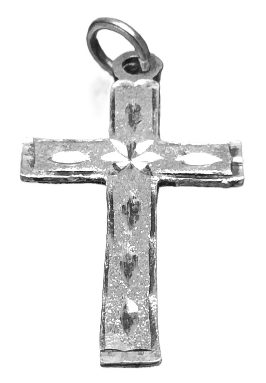Christian Jesus Cross Catholic Etching 4.8 Grams 925 Silver Pendant B649
