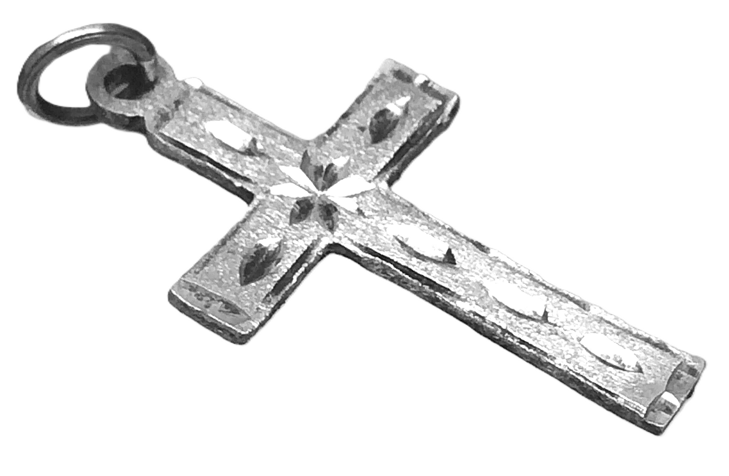 Christian Jesus Cross Catholic Etching 4.8 Grams 925 Silver Pendant B649