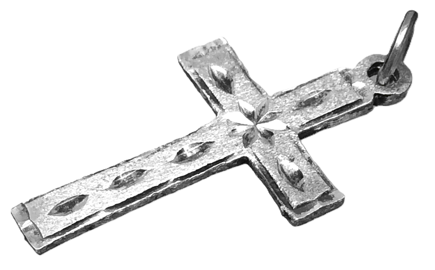 Christian Jesus Cross Catholic Etching 4.8 Grams 925 Silver Pendant B649