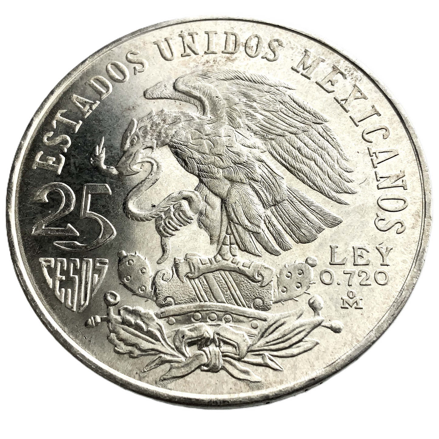 .52 ozt 1968 Mexico 25 Pesos Silver Coin