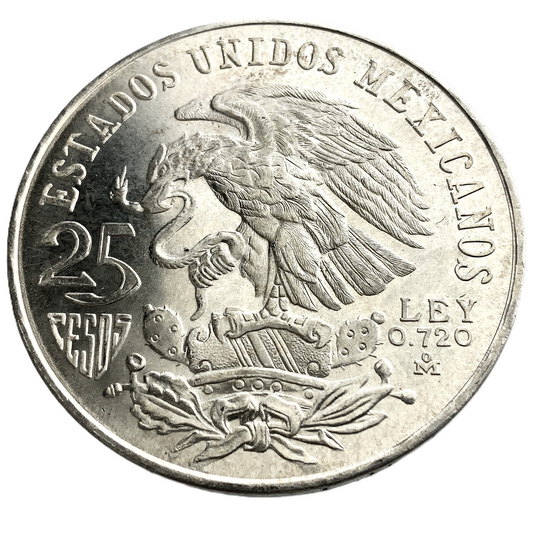 .52 ozt 1968 Mexico 25 Pesos Silver Coin