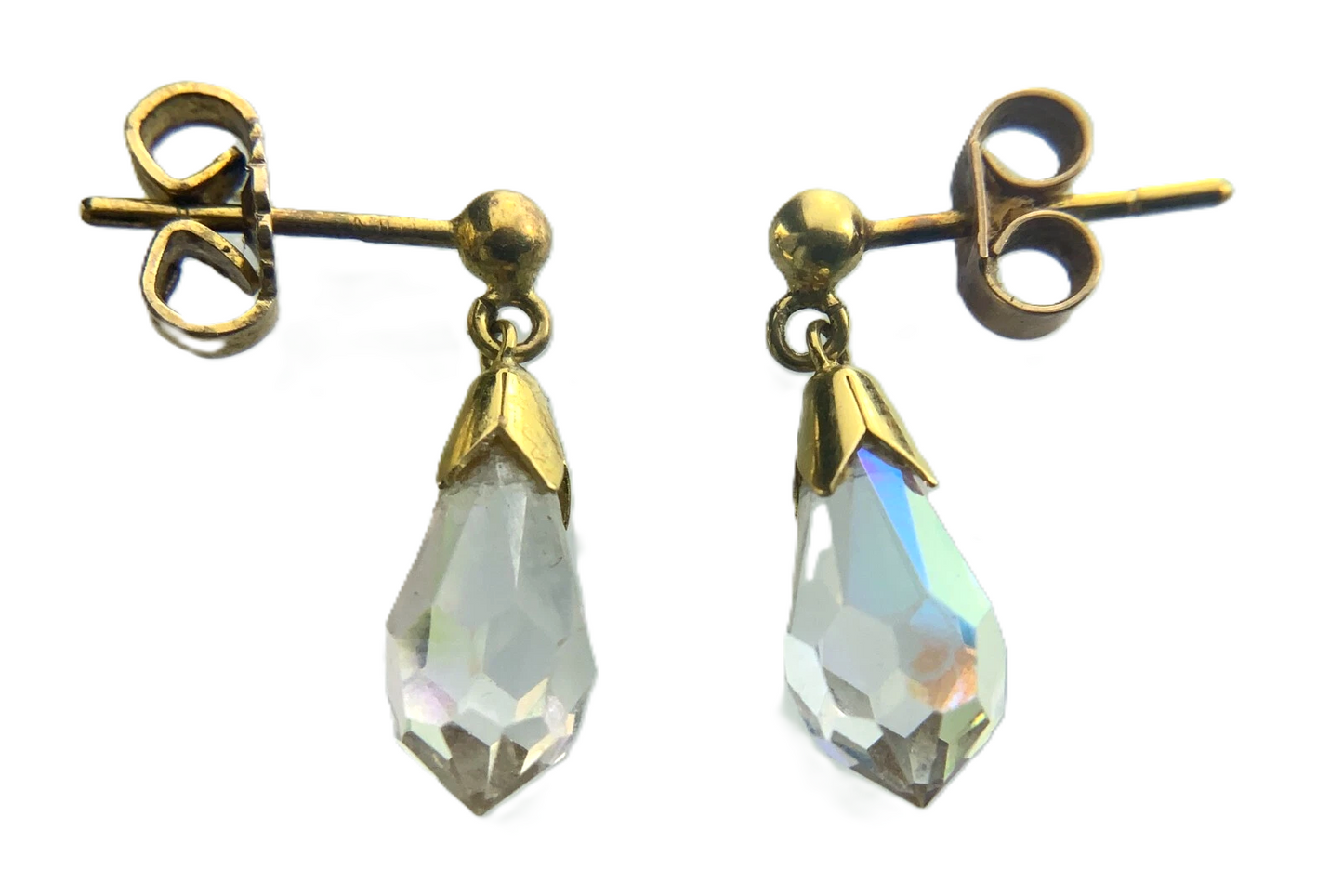 Elegant Iridescent Cubic Zirconia Earrings 9k Gold 375 BB780