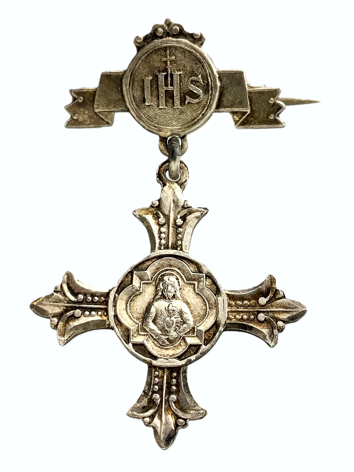IHS Jesus Christ Holy Pendant Sterling Pin Apostolatus SS Cordis DD047