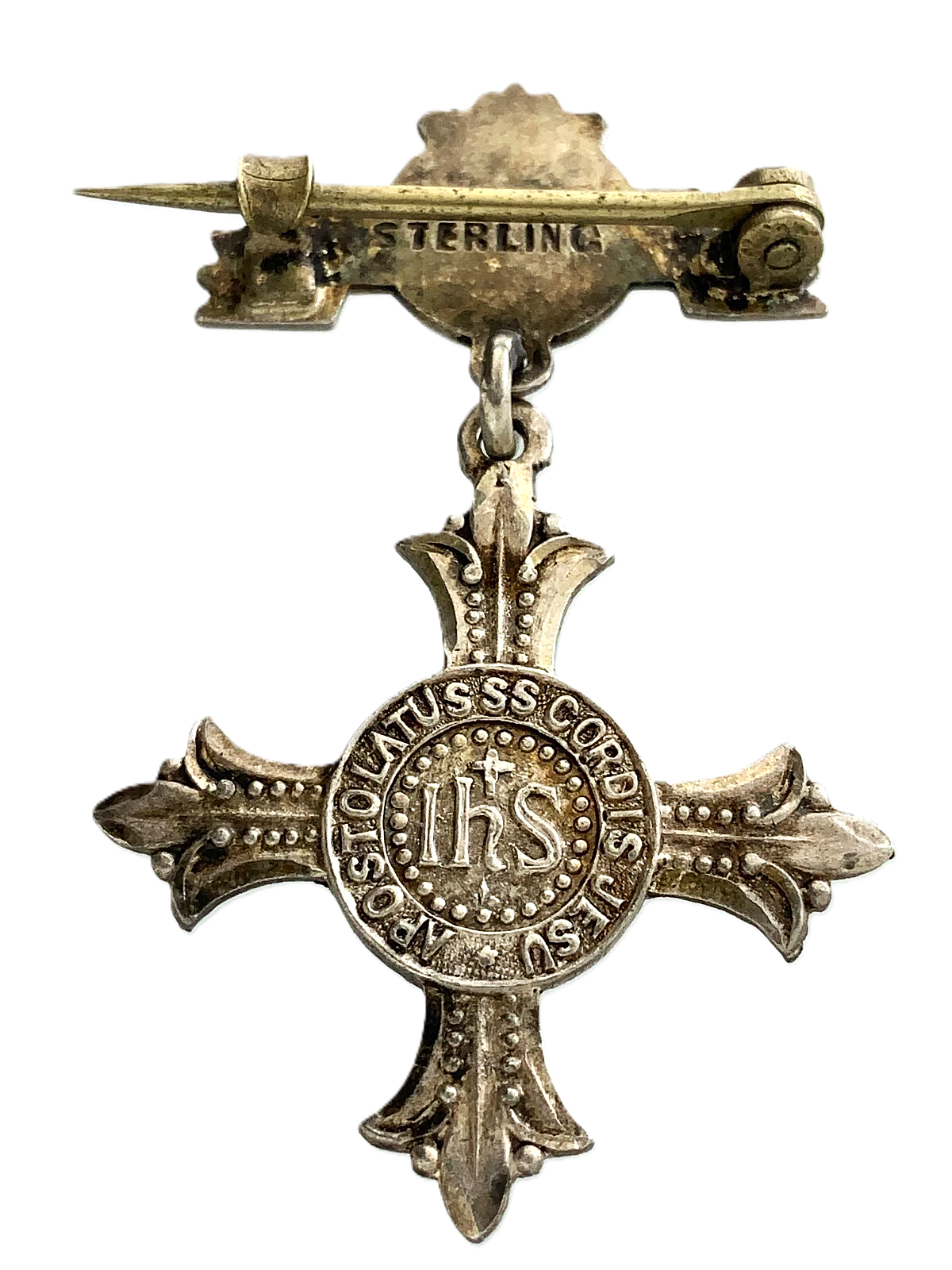 IHS Jesus Christ Holy Pendant Sterling Pin Apostolatus SS Cordis DD047
