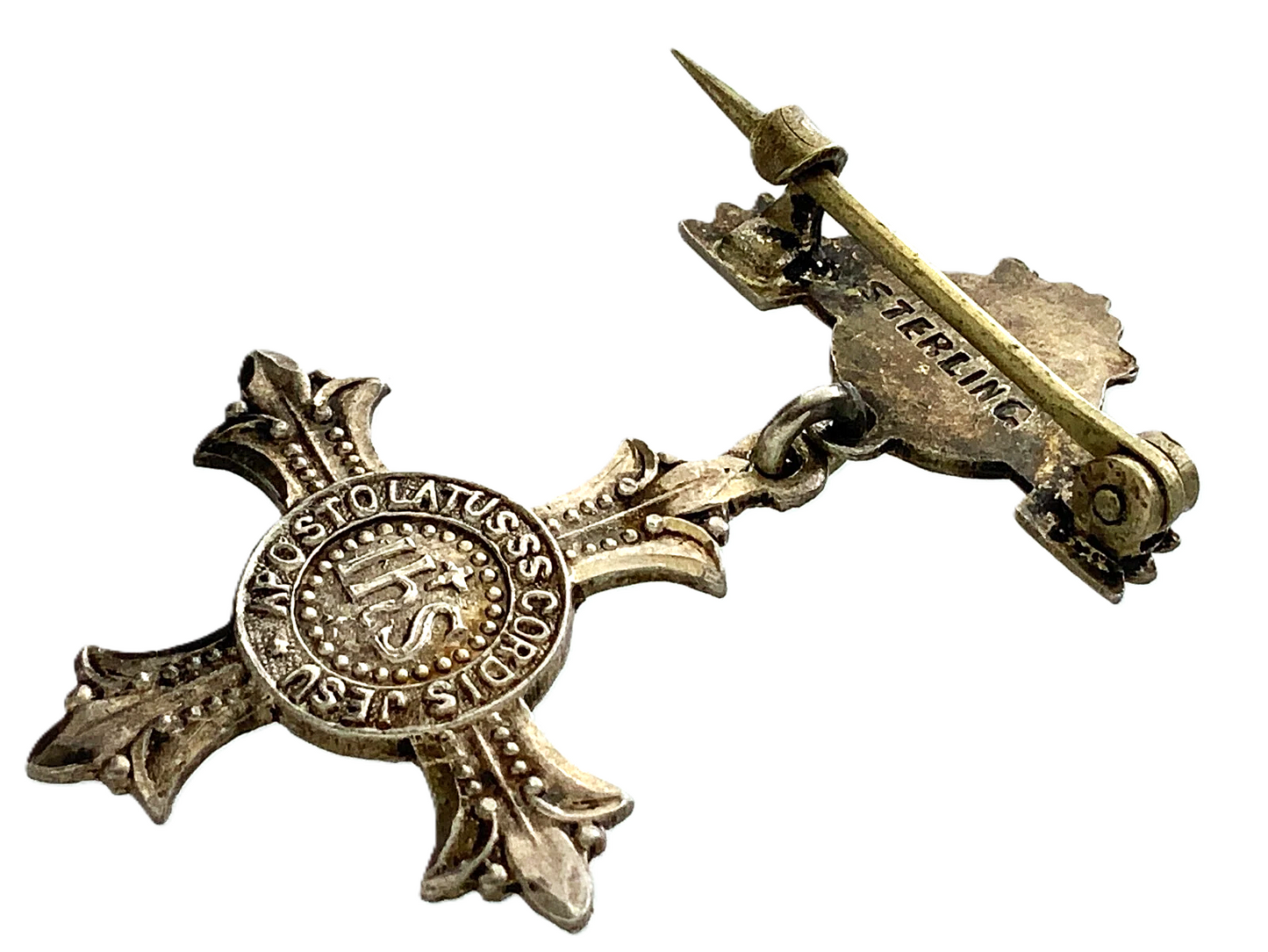 IHS Jesus Christ Holy Pendant Sterling Pin Apostolatus SS Cordis DD047