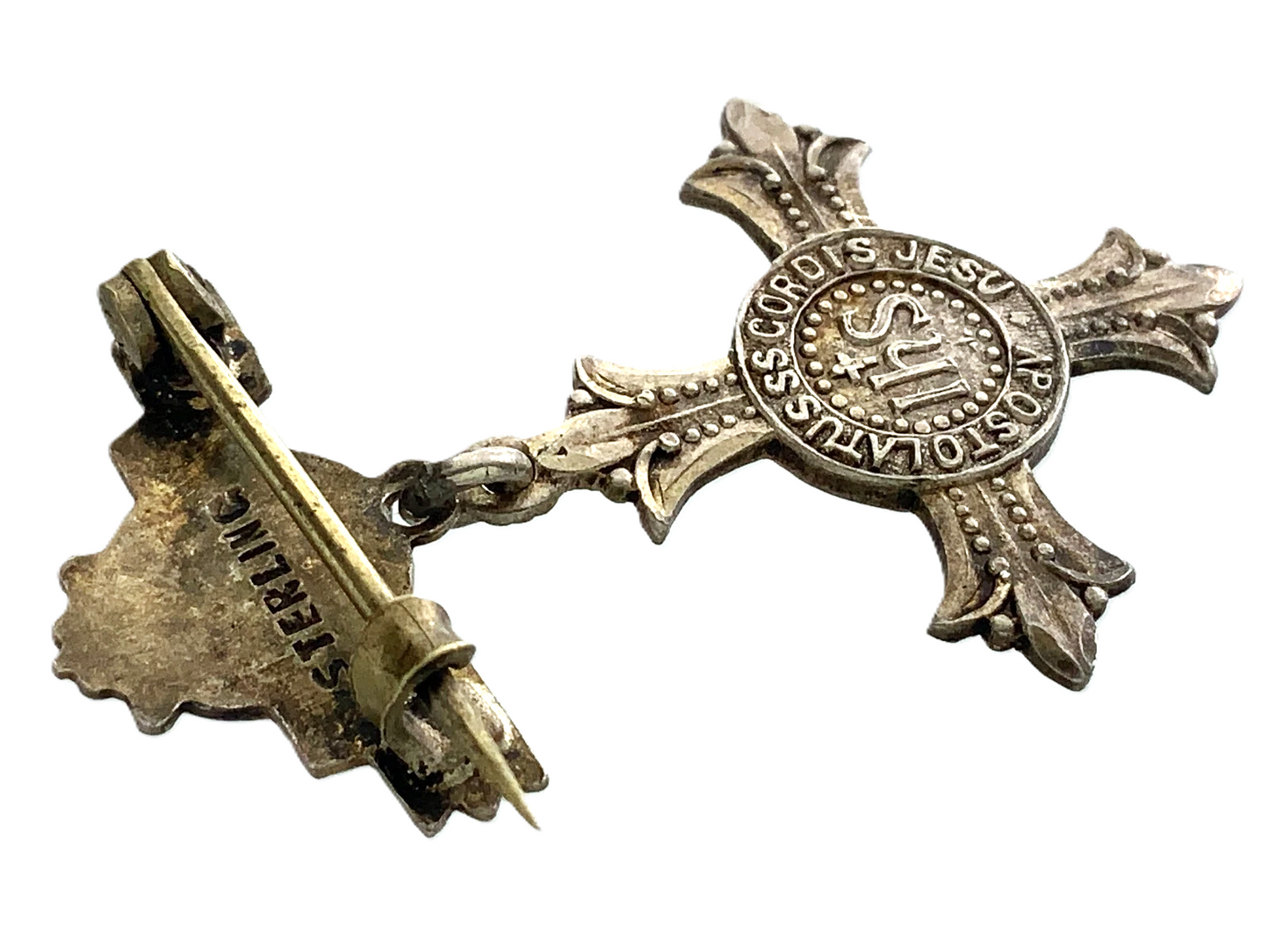 IHS Jesus Christ Holy Pendant Sterling Pin Apostolatus SS Cordis DD047