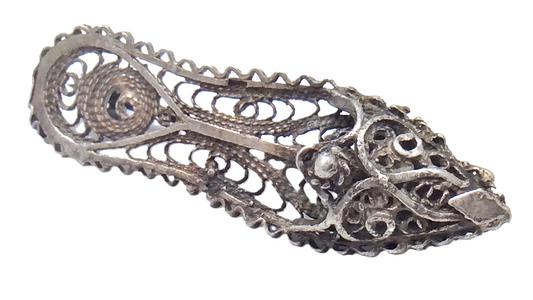 Sterling Silver Ladies Slipper Early Turkish Antique Ottoman Filigree Brooch Pin 1.5in 3.5cm 3g E260