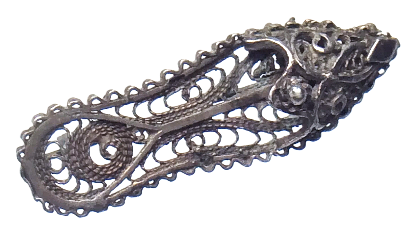 Sterling Silver Ladies Slipper Early Turkish Antique Ottoman Filigree Brooch Pin 1.5in 3.5cm 3g E260