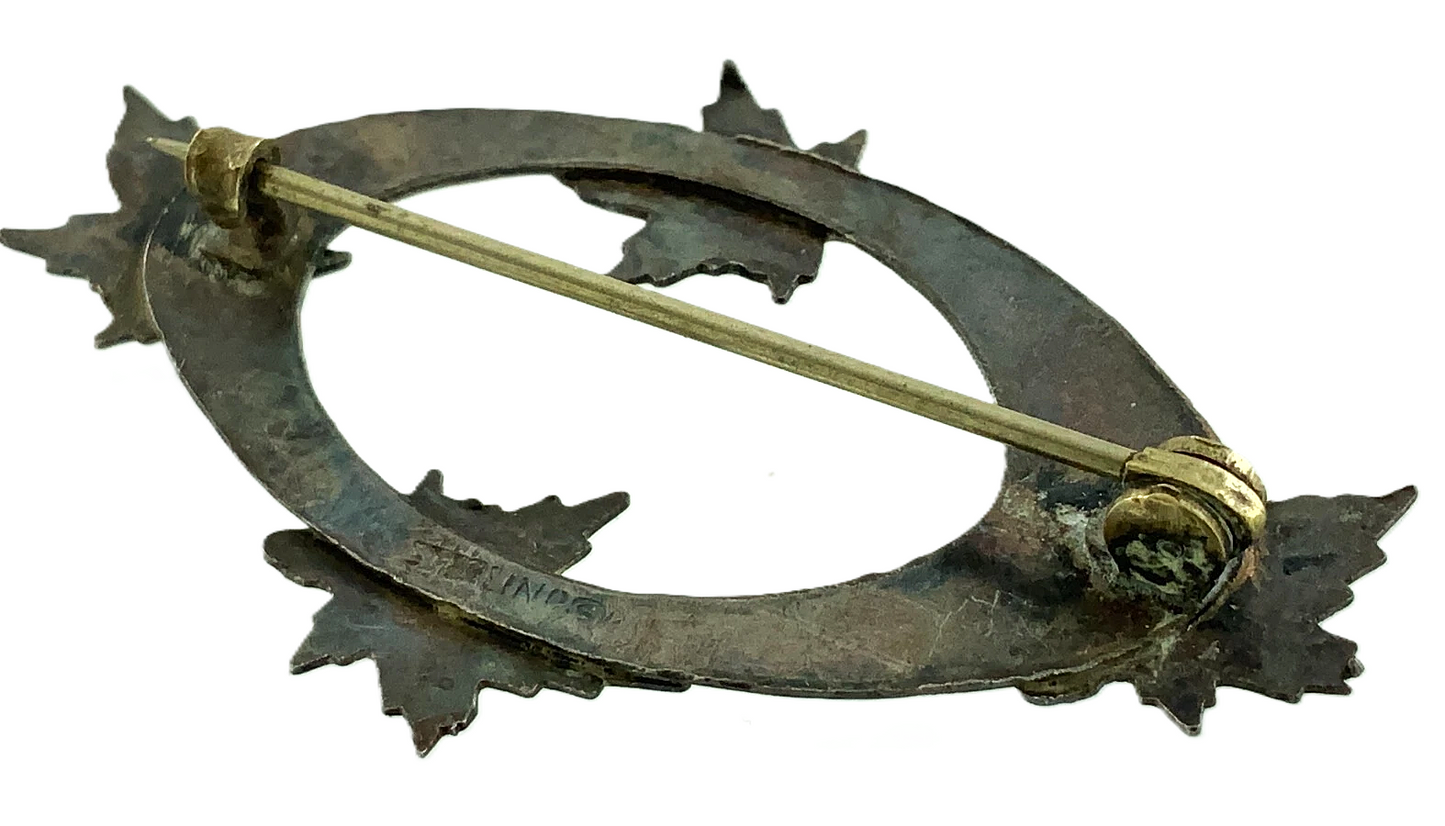 Vintage Sterling Silver Brooch Maple Leaf Fall Autumn Pin EE007