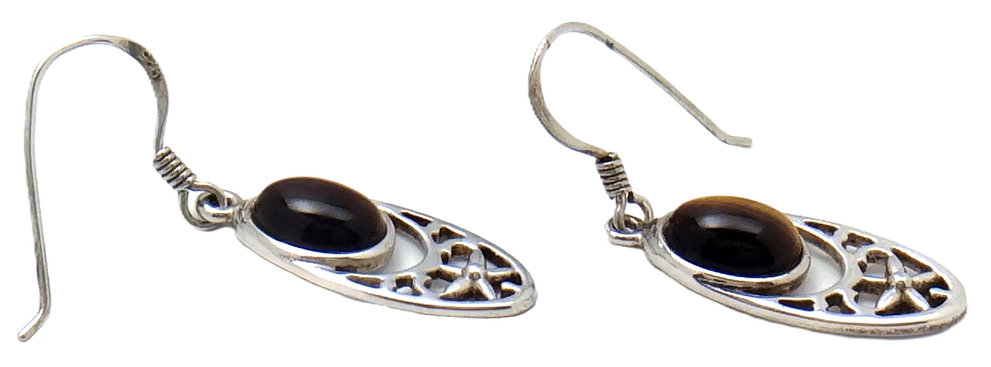 Sterling Silver SS Tiger's Eye Pierced Earrings 3 Grams F939